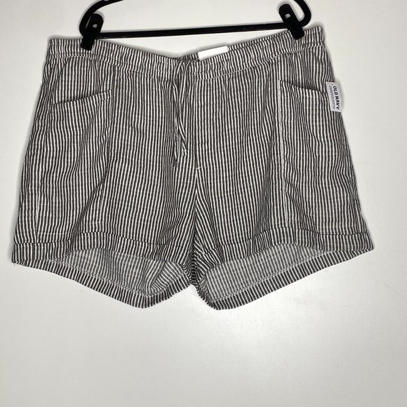 New Old Navy High-Waisted Railroad-Stripe Linen-Blend Shorts Women's Size XXL - Picture 8 of 8